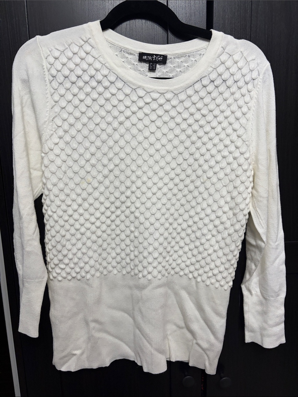 Marble Cream Textured Knit Sweater - Women's Long Sleeve
